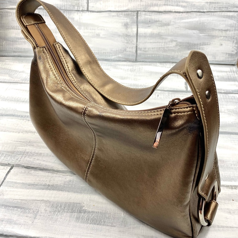 Studio Works Bronze Metallic Copper Hobo Handbag Leather Shoulder Bag Purse - Picture 3 of 15